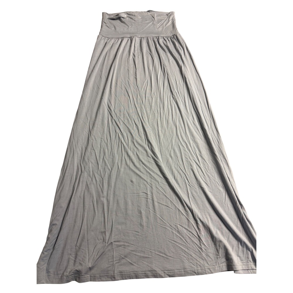 Urban Coco Women Light Blue Maxi Skirt Fold Over High Waist Jersey Knit Small